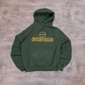 Vintage VTG Y2K 2000's 00's Champion Notre Dame Faded Forest Green Hoodie